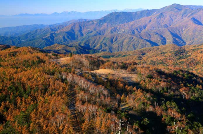 紅葉期の笠取山展望地からの眺め