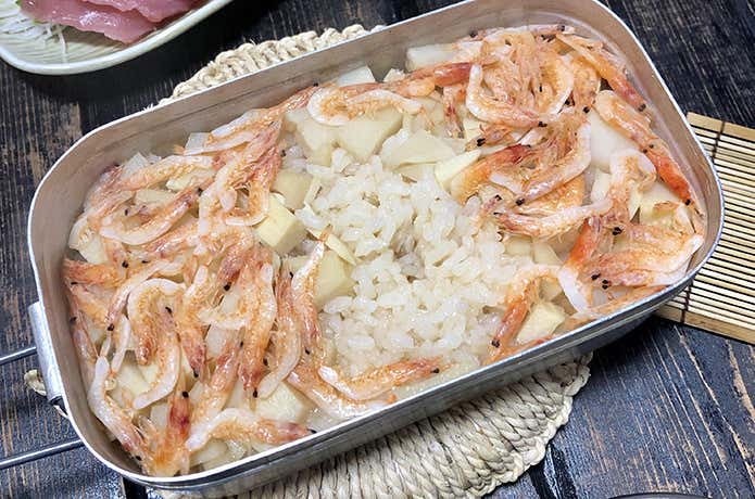 メスティン　桜えびと筍の炊き込みご飯