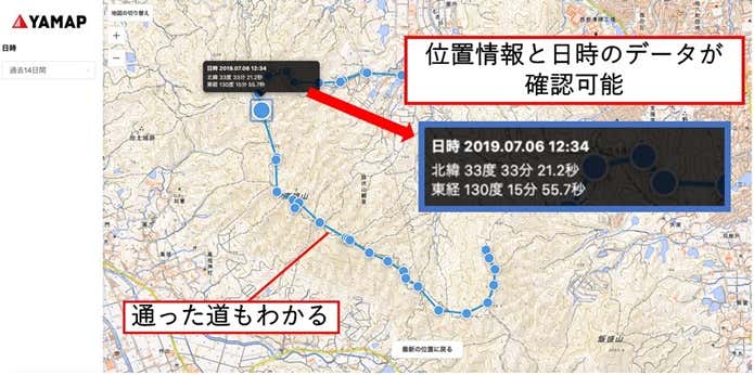 みまもり機能確認画面
