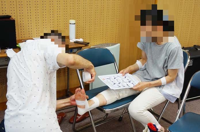 テーピング講習会　初参加の女性