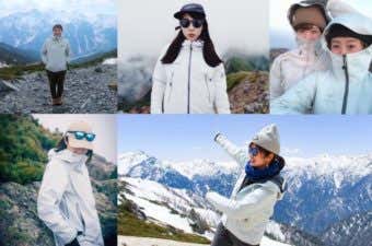 ホワイトシェル登山ファッション登山コーデ白
