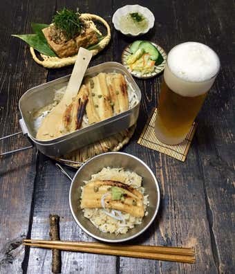 ビールとメスティン飯