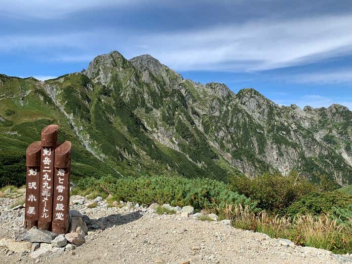 劔沢小屋の看板