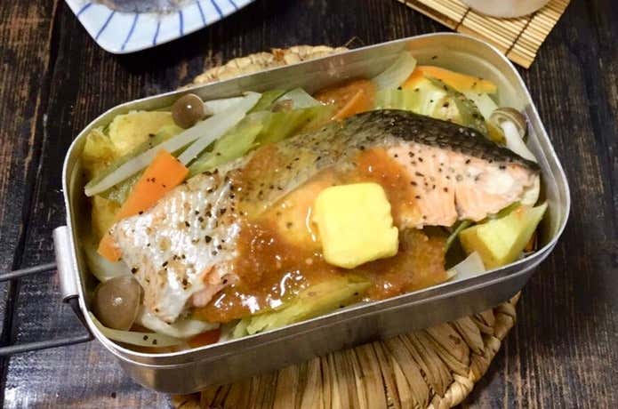 メスティンで秋鮭のチャンチャン蒸し