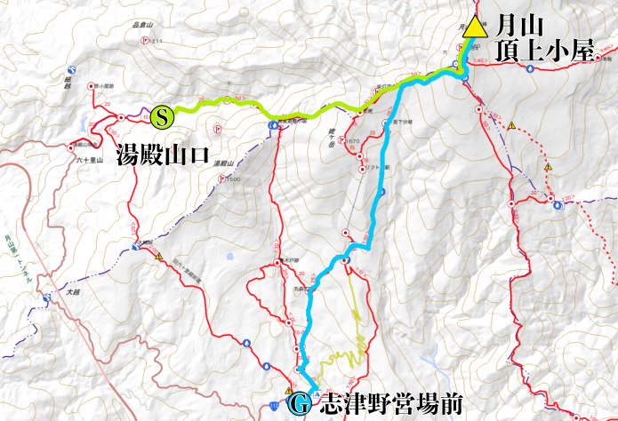 コースマップ　月山