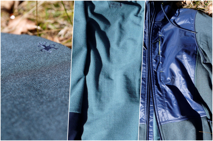 スマートウール　メリノスポーツフリースフルジップハイブリッドフーディー　各部アップ