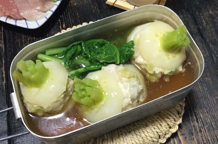メスティンレシピ　かぶの肉詰めあんかけ