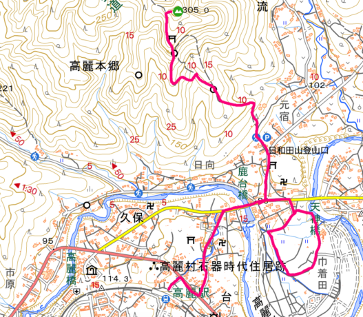 日和田山概略マップ