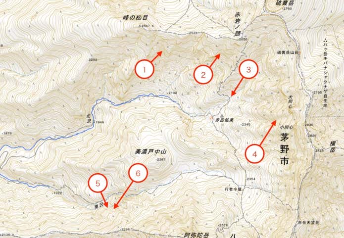 南八ヶ岳の主な氷瀑