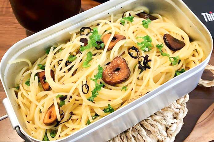 にんにくパスタ　メスティン