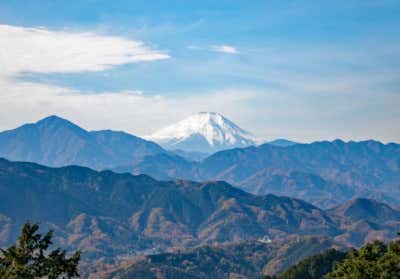 高尾山　登山道　もみじ台から眺望する富士山