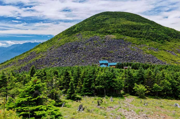 編笠山と青年小屋