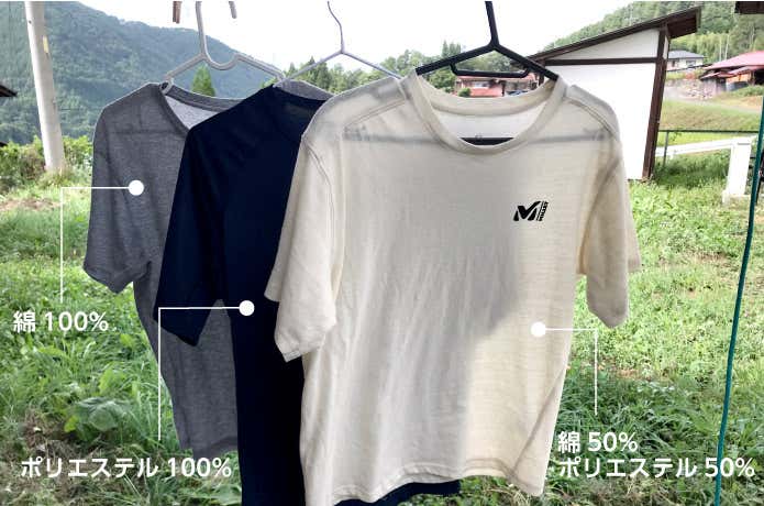 M ロゴ ASA Tシャツ　速乾性比較
