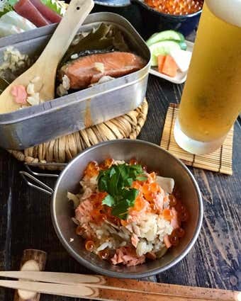 鮭といくらの親子炊き込みご飯 完成