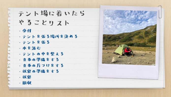 テント場に着いたらやることリスト