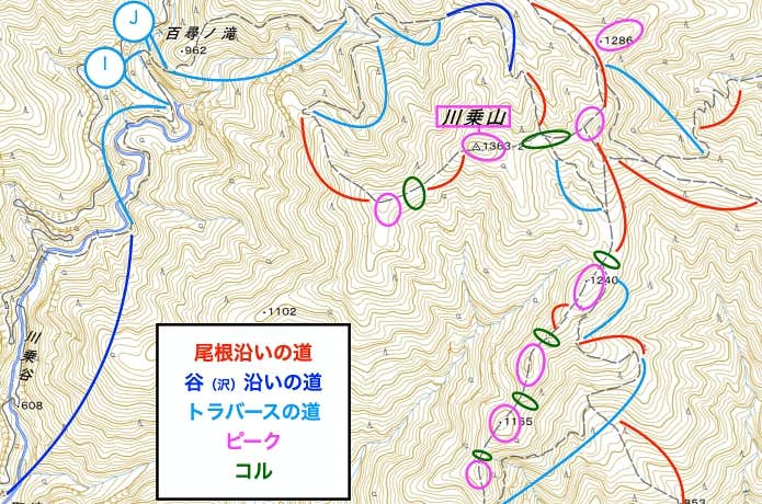 急斜面を通過するポイントでは落下物や滑落に要注意