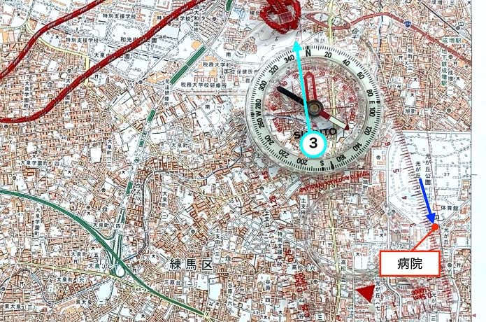 地図上で病院に合わせる