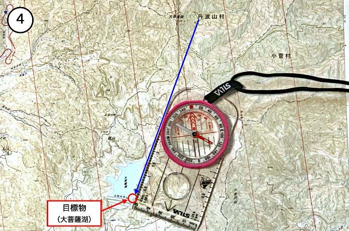 地図上で目標物に合わせる
