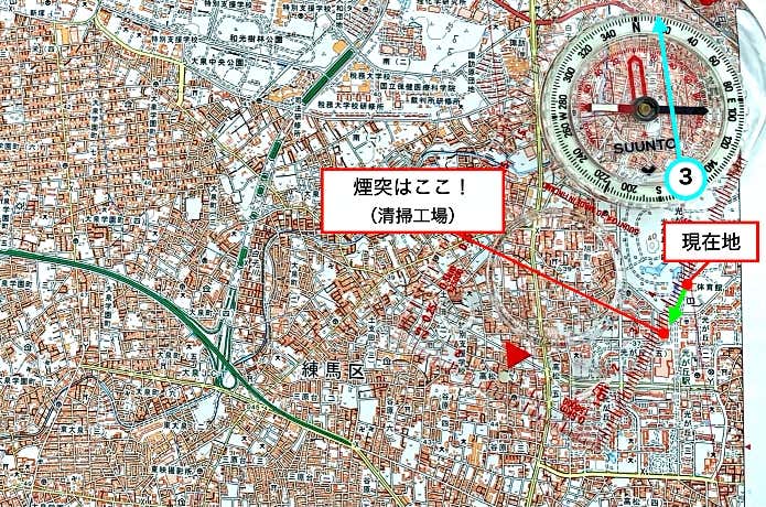 街の地図とコンパス