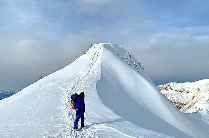 雪山と筆者