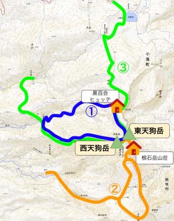 天狗岳の地図