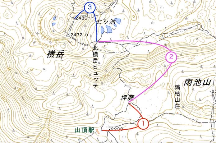 北横岳の地図
