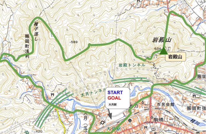 岩殿山のコースマップ