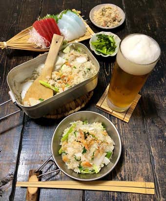 完成した桜海老と七草の炊き込みご飯