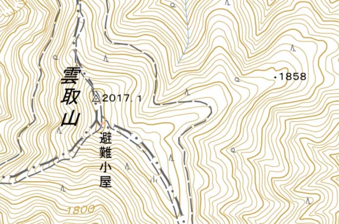 雲取山　等高線