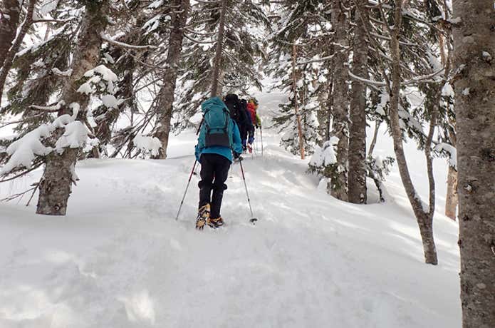 実際の雪山登山道