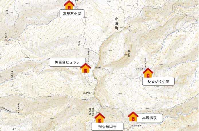 北八ヶ岳｜天狗岳〜夏沢峠エリア　マップ