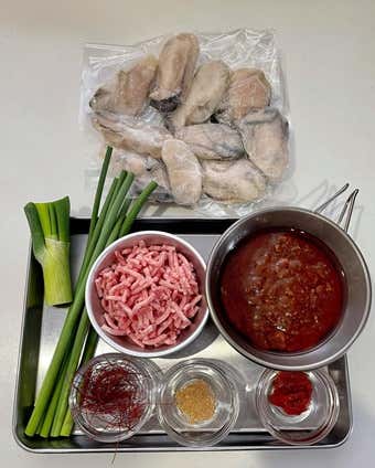 麻婆牡蠣の材料
