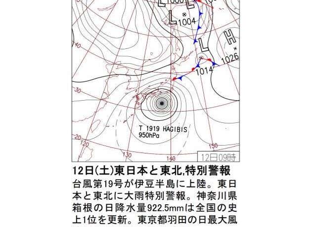 台風19号　天気図