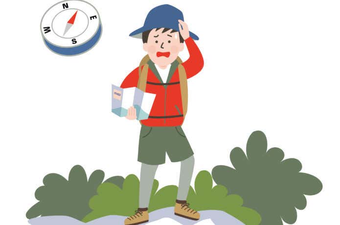 困っている登山者