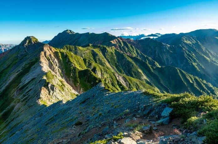 鷲羽岳から水晶岳の眺め