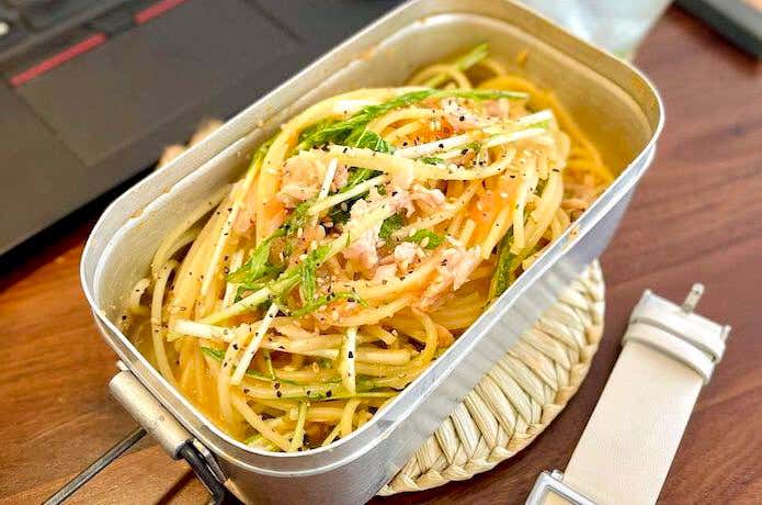 ツナと水菜の明太子パスタ