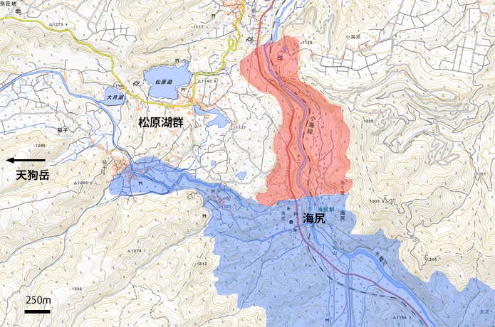 井上他(2010)などを参考に国土地理院発行2.5万分1地形図に加筆