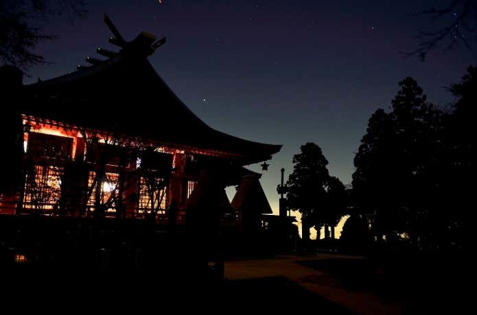 丹沢・大山阿夫利神社の夜景