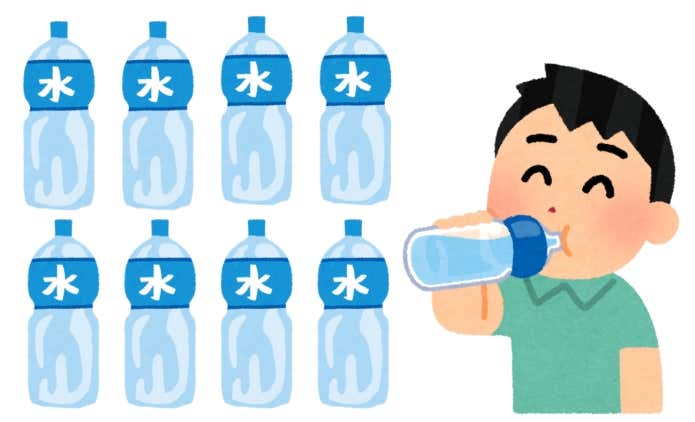 水を飲む人　イラスト