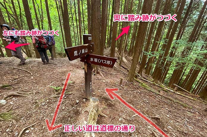 正しい道以外にも踏み跡が