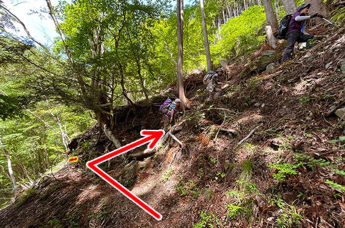 崩落箇所での迂回路