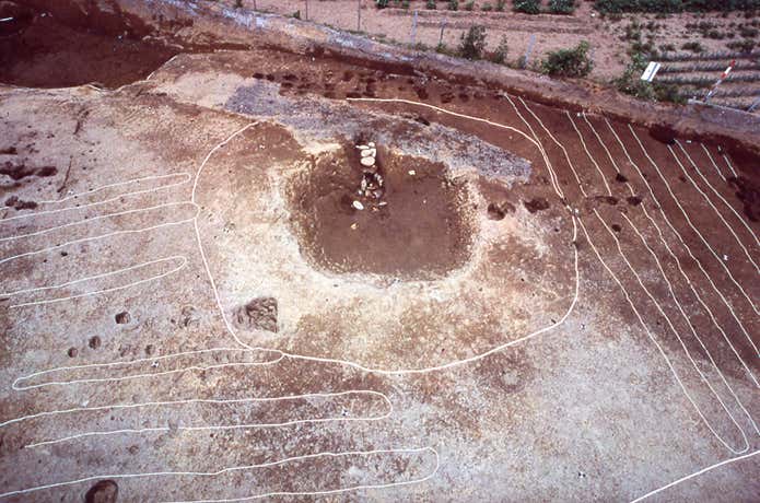 長野県立歴史館　佐久市の砂原遺跡の航空写真