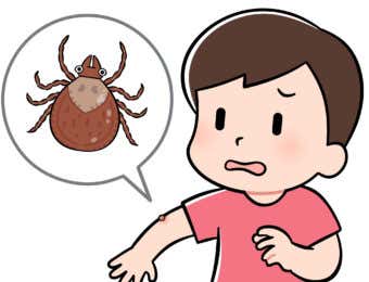 マダニに噛まれた人のイラスト