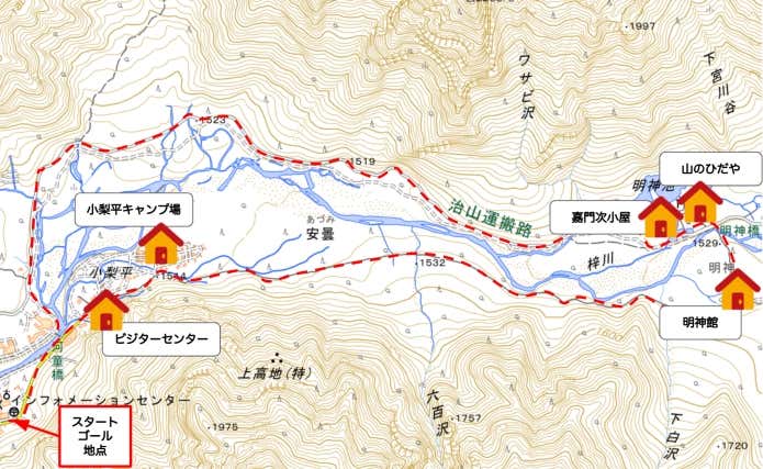 明神池エリア　山小屋マップ