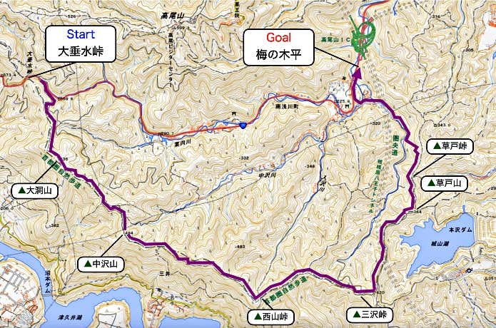 南高尾山稜ルート　マップ