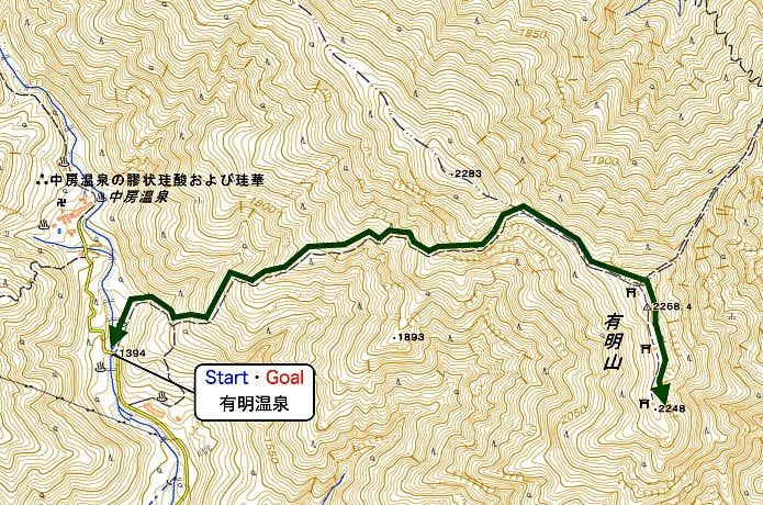 有明山ルートマップ