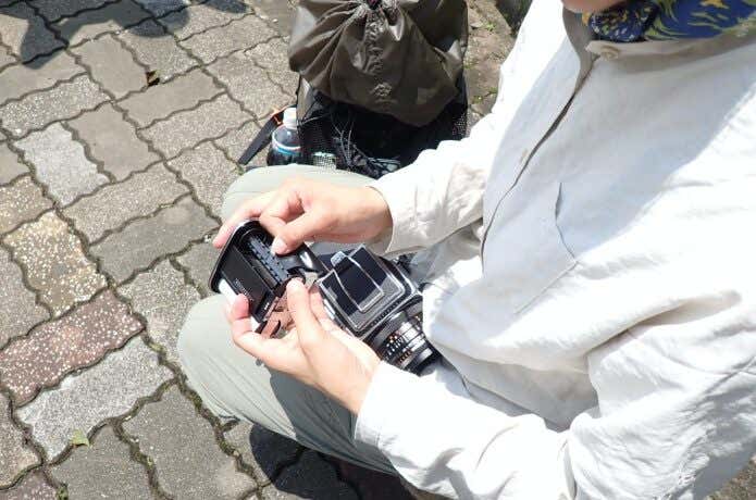フィルムカメラ　登山　フィルム交換