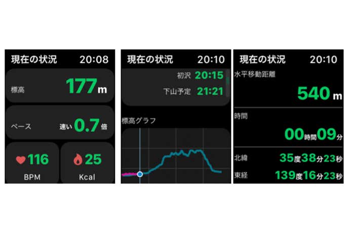 コンプリケーション画面では、様々な情報が取得可能