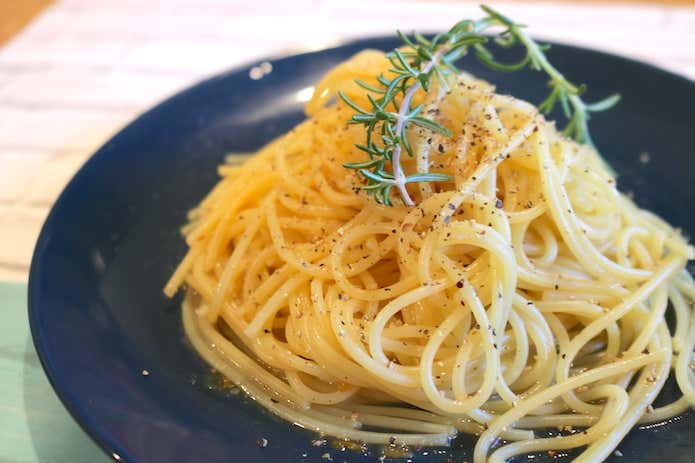 即席塩レモンパスタの完成です！