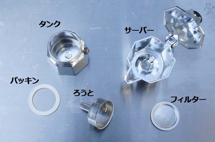 モカエキスプレス　パーツの説明